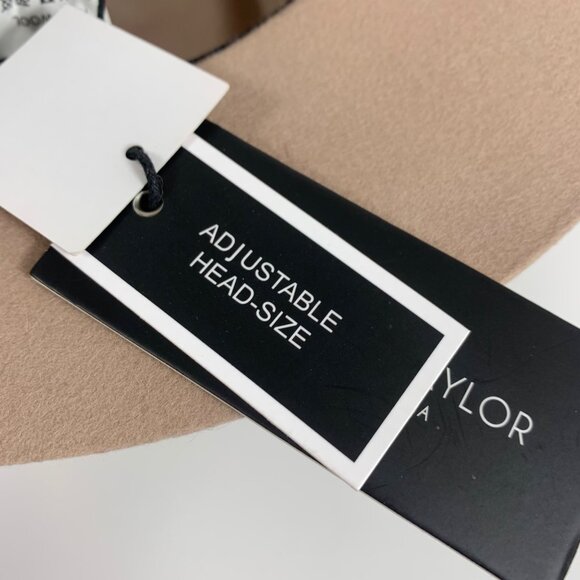 Morgan & Taylor 100% Australian Wool Tan Fedora Hat Gold Trim Band OSFM Adj NWT - Picture 9 of 11